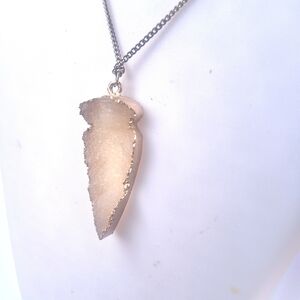 Agate White Stone Necklace with Gold Overlay